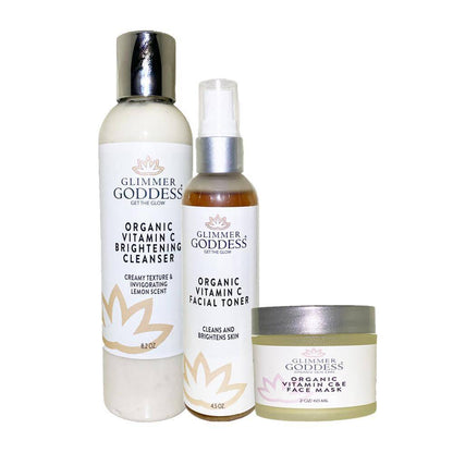 Glimmer Goddess Vitamin C Brighter Skin Organic Skin Care 3 Step Cleansing Kit
