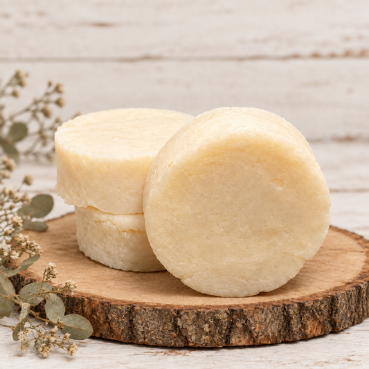 Smooth Love soap bars styled on natural wood with dried greenery